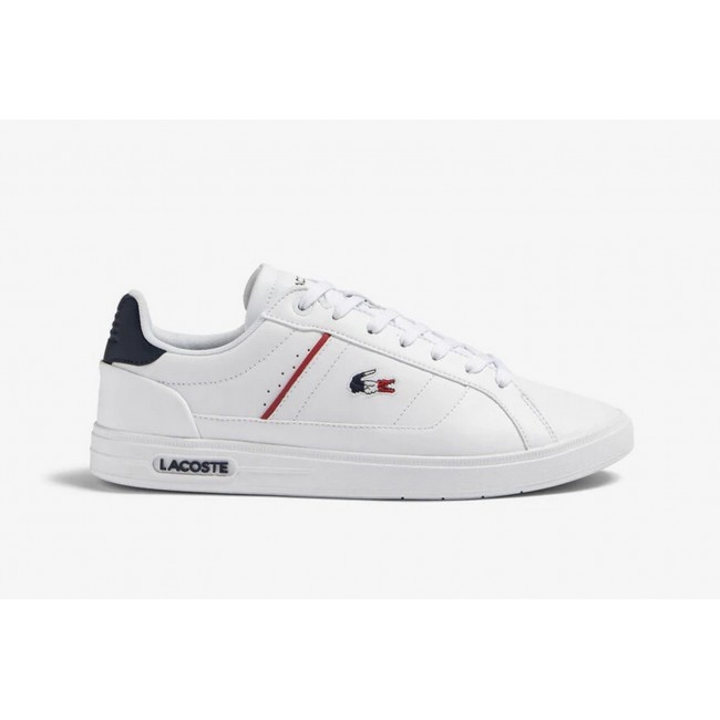 DEPORTIVO MENS LACOSTE EUROPA PRO LEATHER HEEL POP SNEAKERS WHITE/NAVY/RED