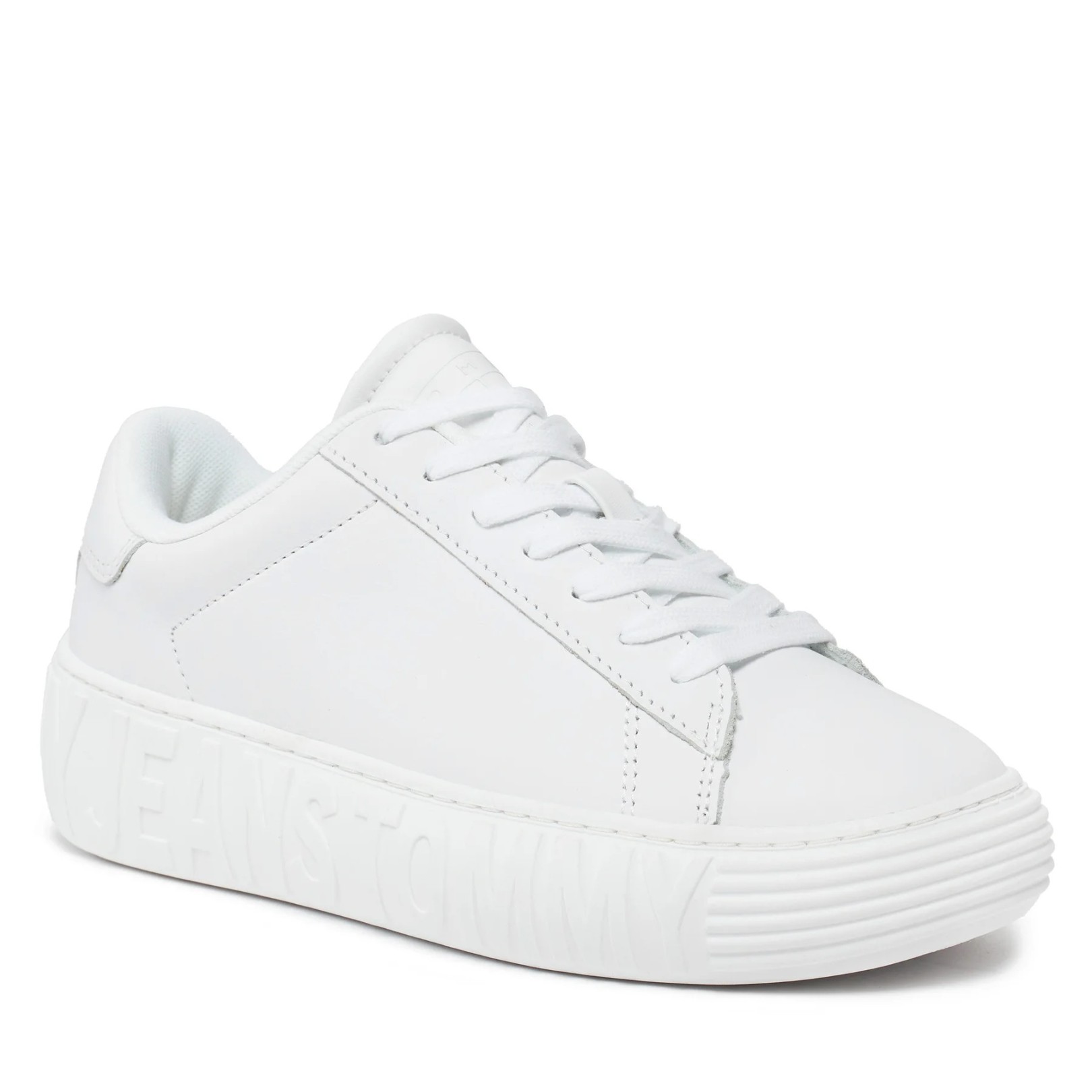 DEPORTIVO TOMMY JEANS WOMAN LEATHER CUPSOLE ESSENTIAL WHITE