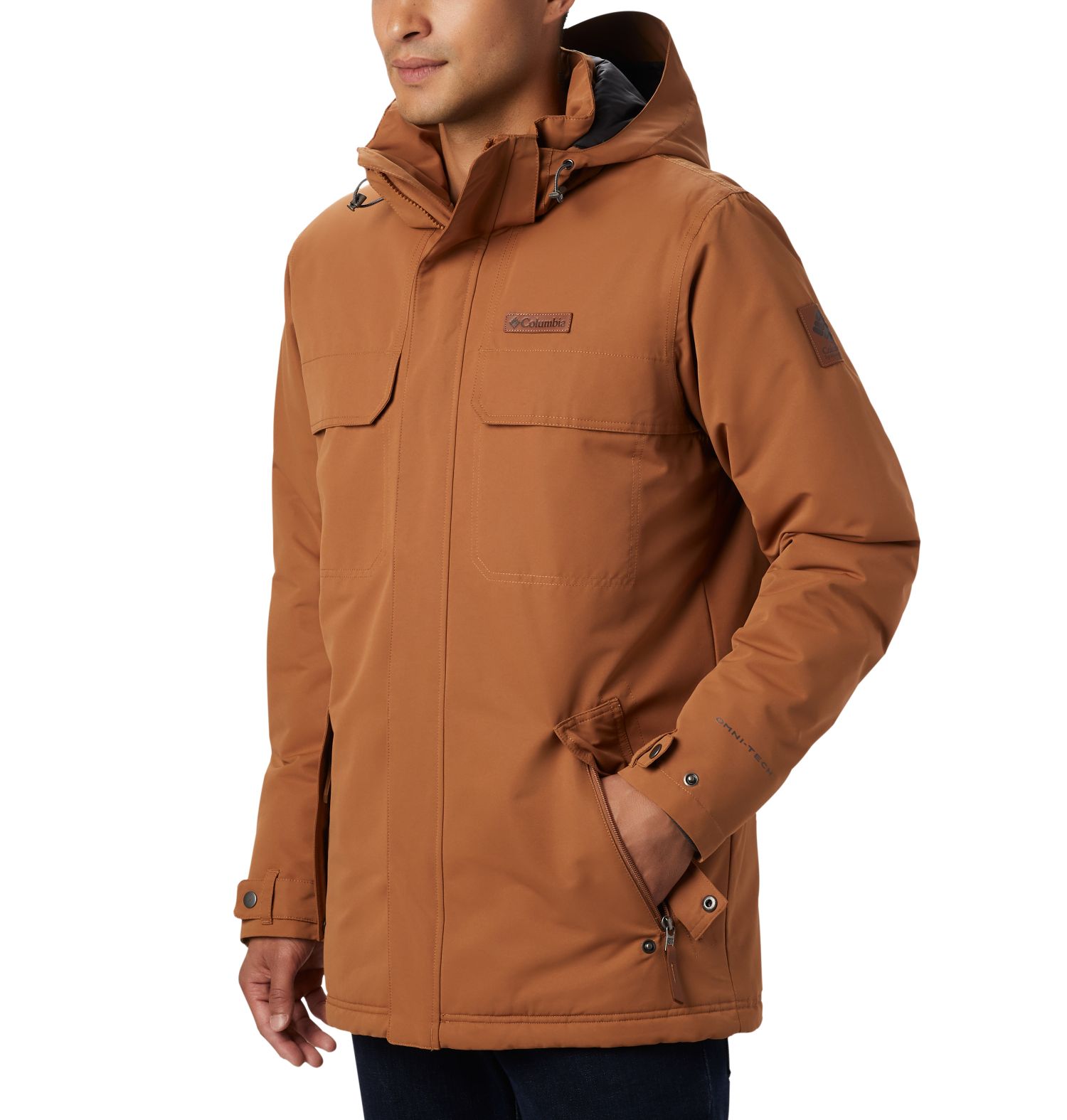 CHAQUETON RUGGED PATH 100% POLYESTER 160G Omni-HEAT THERMAL REFLECTIVE INSULATION Omni-TECH WATERPROOF BREATHABLE CAMEL BROWN