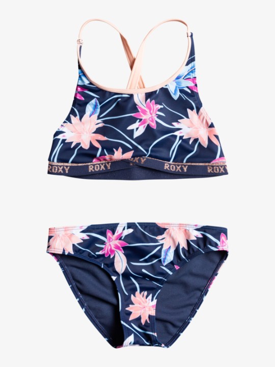 BIQUINI ROXY SPORTY GIRL CROP TOP SET 82.0% Recycled Polyester, 18.0% Elastane MOOD INDIGO RG FLORAL FLOW