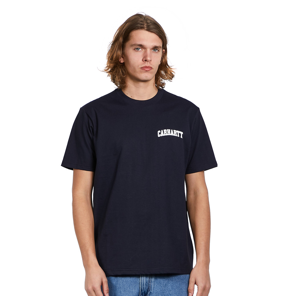 CAMISETA MANGA CORTA S/S University Script T-Shirt 100% Cotton Single Jersey, 230 g/sqm Dark navy/White